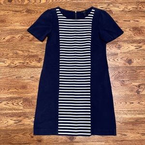 J. Crew Blue and White Stripe Short Sleeve Dress
